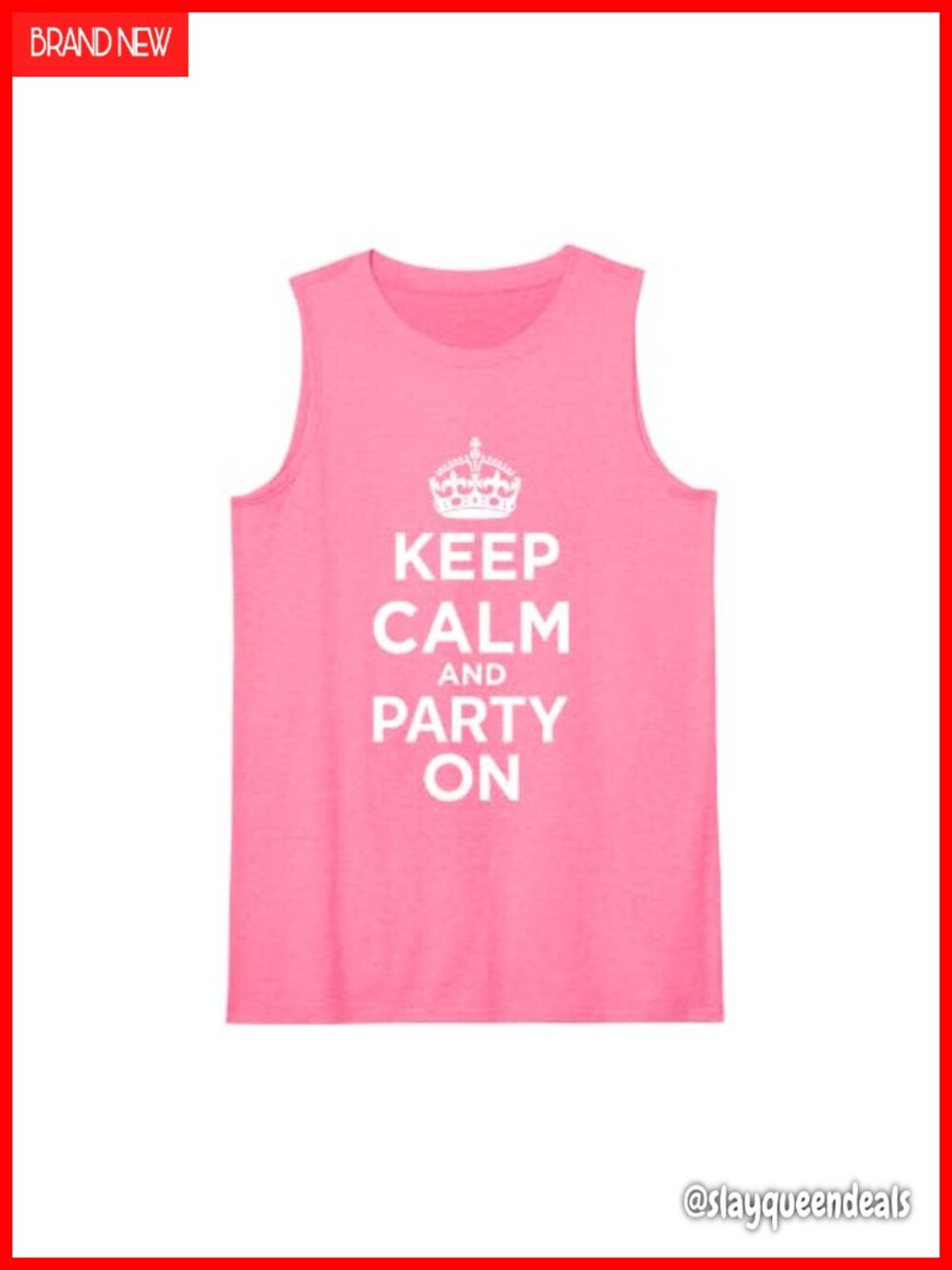 Keep Calm and Party On Women's Tank Top, 100% Cotton, Sleeveless, Novelty Party